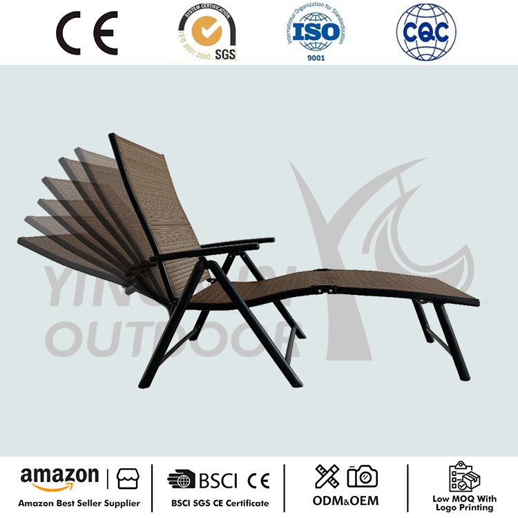 7 Seasamh Foldable Alúmanam Chaise Lounger